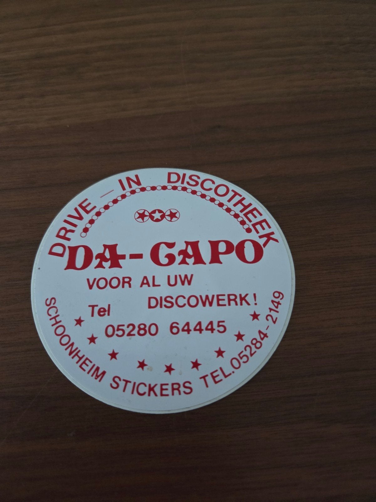 1253 Vintage Drive-in Discotheek Da-Gapo Sticker 10 cm, Ophalen of Verzenden, Gebruikt, Overige typen