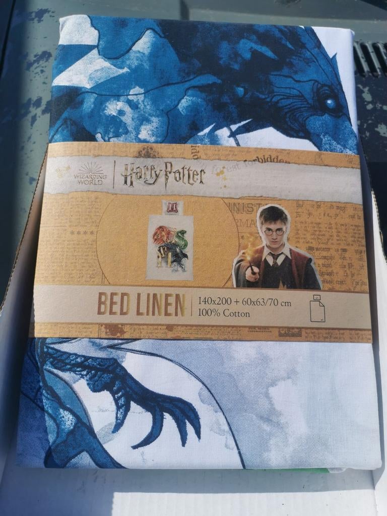 Harry Potter Dekbedovertrek 140x200 cm - 100% Katoen, Kinderen en Baby's, Kinderkamer | Beddengoed, Nieuw, Dekbedovertrek, Blauw