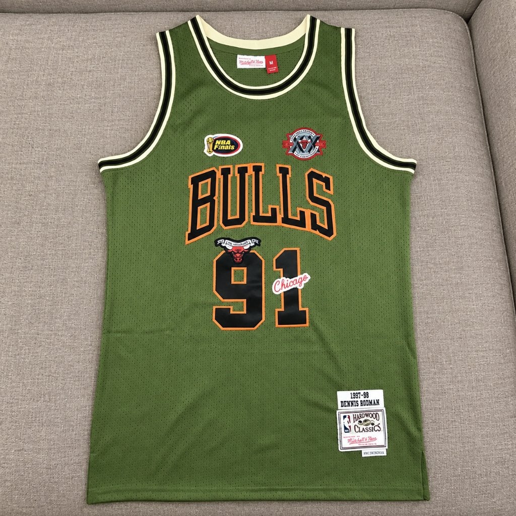 Dennis Rodman Chicago Bulls 91 basketbalshirt olijfgroen, Ophalen of Verzenden, Nieuw, Kleding