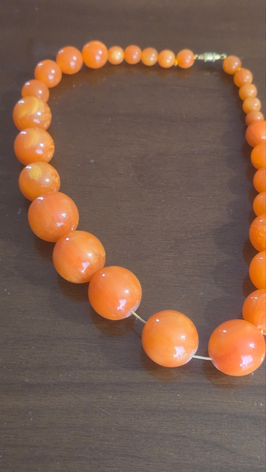 Antieke Amber Ketting - Prachtige Oranje Kralen, Ophalen of Verzenden, Gebruikt, Oranje, Overige materialen