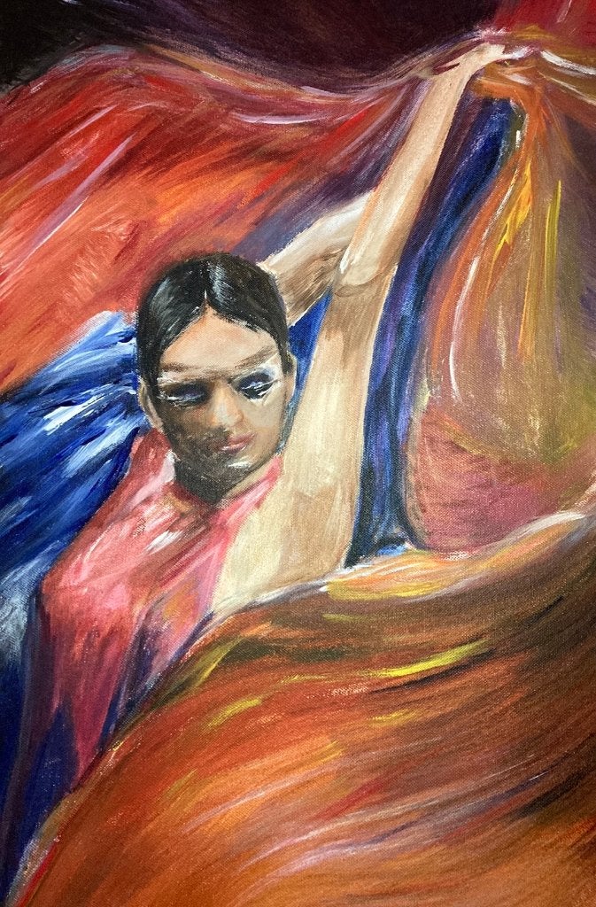 Prachtig GESCHILDERDE flamenco danseres dans Gitano, Antiek en Kunst, Ophalen