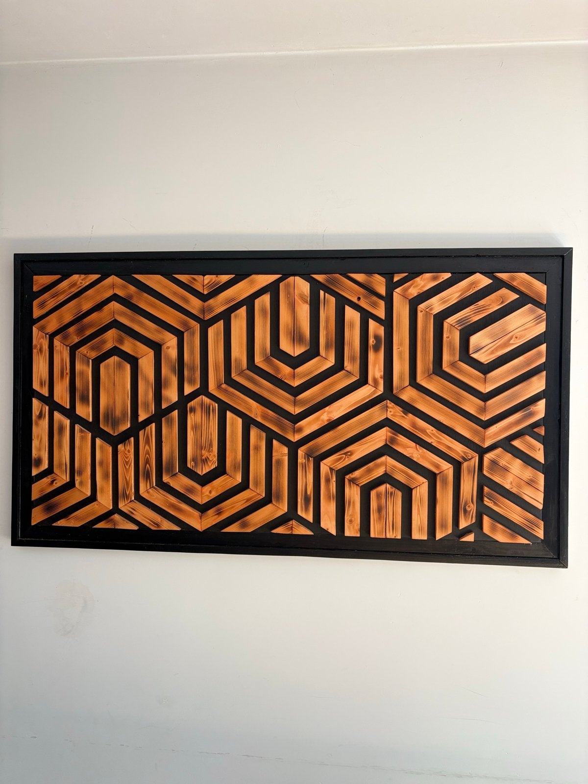 Houten Wanddecoratie - Geometrisch tiger skin, Ophalen, Hout, Nieuw, Bruin