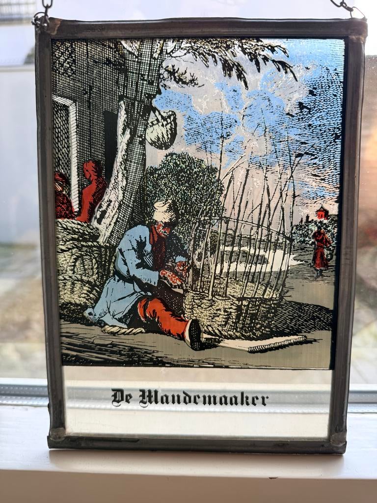 Glas-in-lood raamhanger 'De Mandenmaker', Ophalen