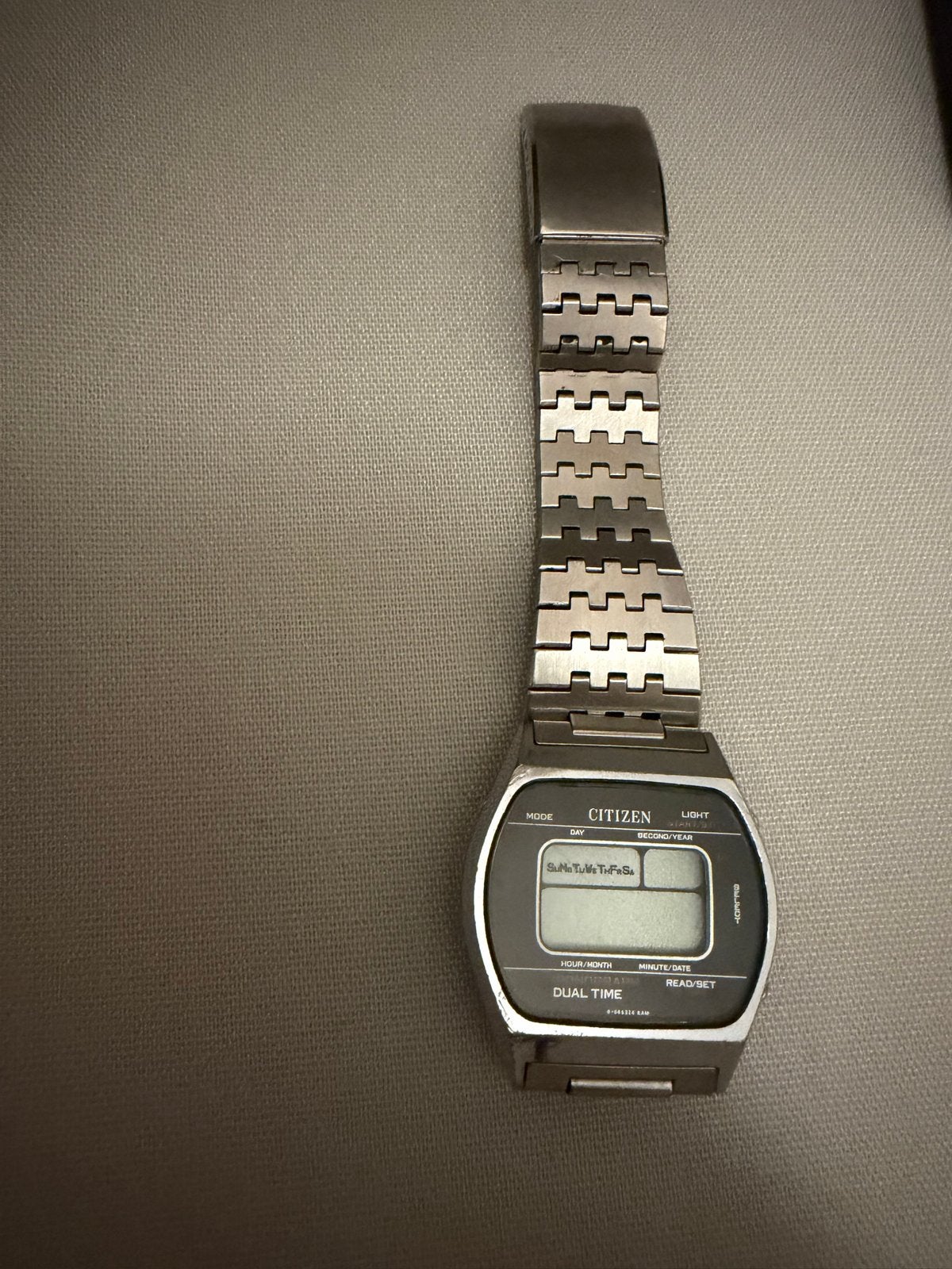 Vintage Citizen Dual Time digitaal horloge met metalen band, Staal, Met bandje, Polshorloge, Citizen