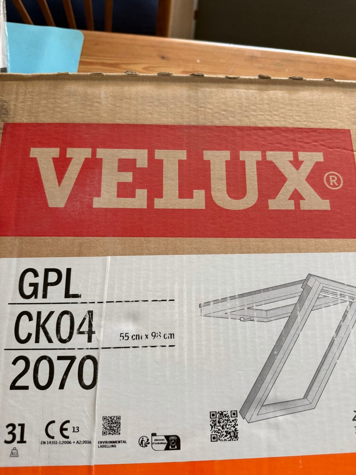 VELUX GPL CK04 2070 Dakraam - Nieuw in doos, Ophalen, Minder dan 80 cm, 80 tot 120 cm, Nieuw