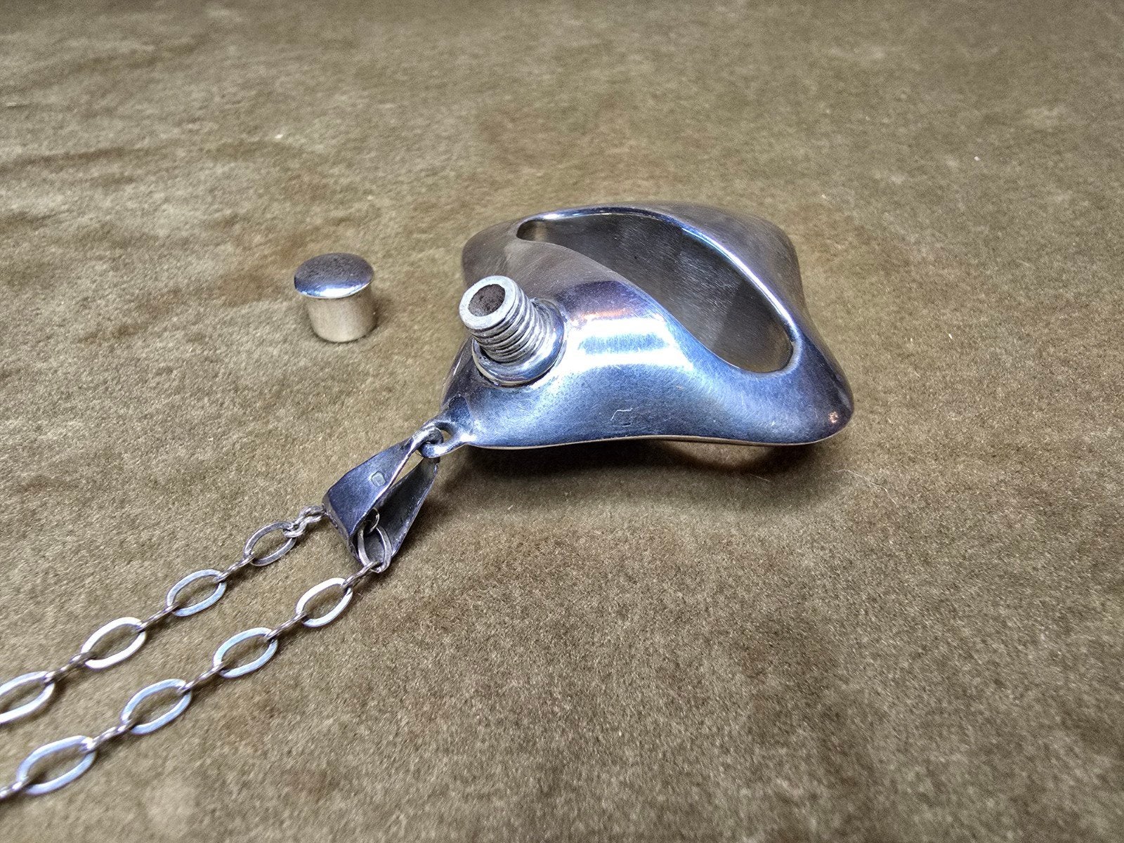 zilveren ketting met zilveren parfumflesje, Verzenden, Zilver, Zilver