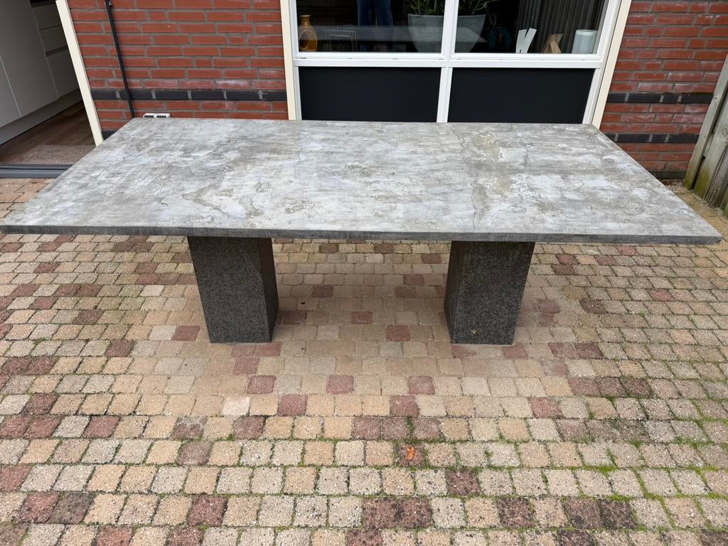 Natuurstenen tuintafel 200x100, Tuin en Terras, Tuintafels, Ophalen, Gebruikt, Rechthoekig, Overige materialen