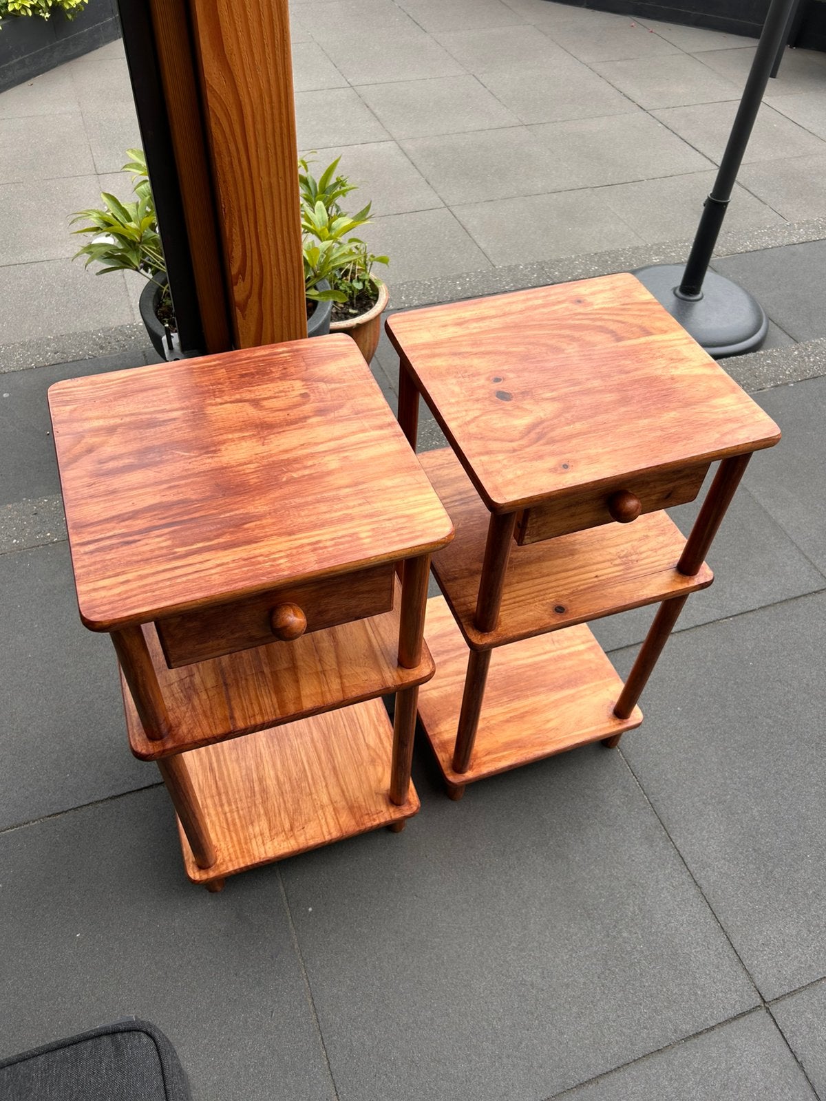 Set van 2 vintage houten nachtkastjes, Huis en Inrichting, Ophalen, Minder dan 45 cm, Minder dan 55 cm