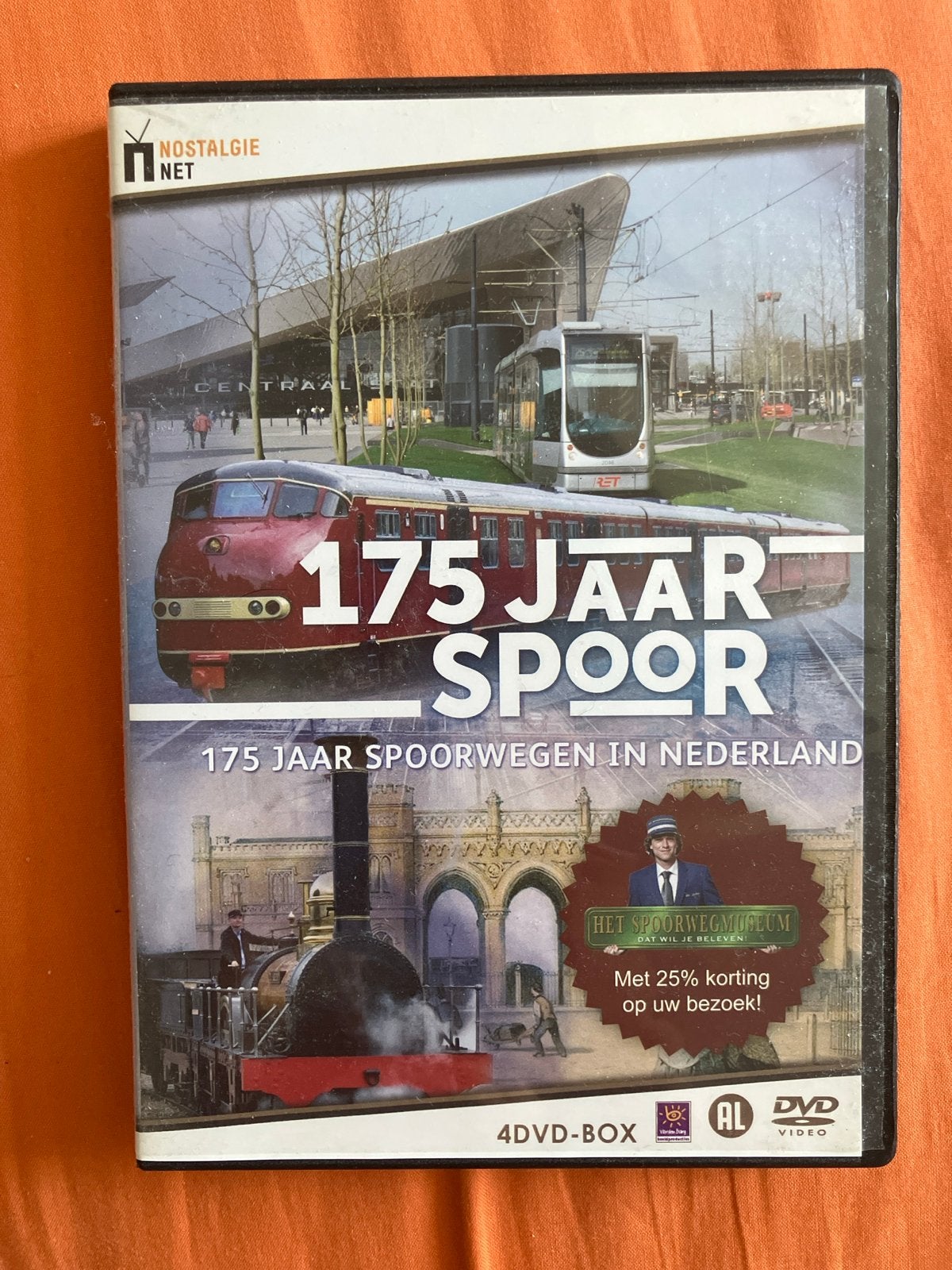 175 Jaar Spoor - 4DVD-box - Spoorwegen in Nederland, Gebruikt, Alle leeftijden, Boxset, Ophalen of Verzenden