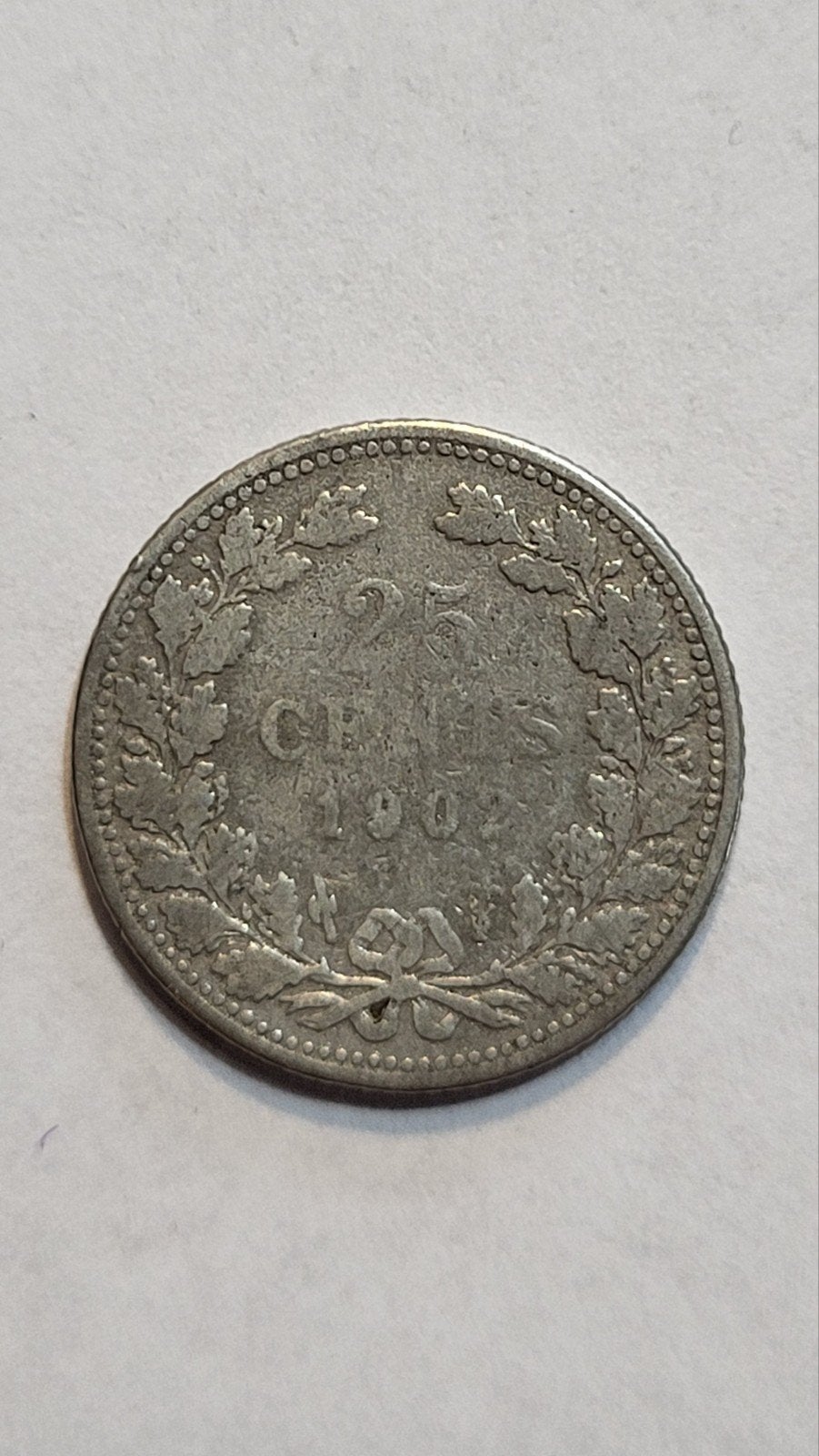 25 cent 1902 Koningin Wilhelmina zilveren munt, Postzegels en Munten, Munten | Nederland, Zilver, 25 cent, Ophalen of Verzenden