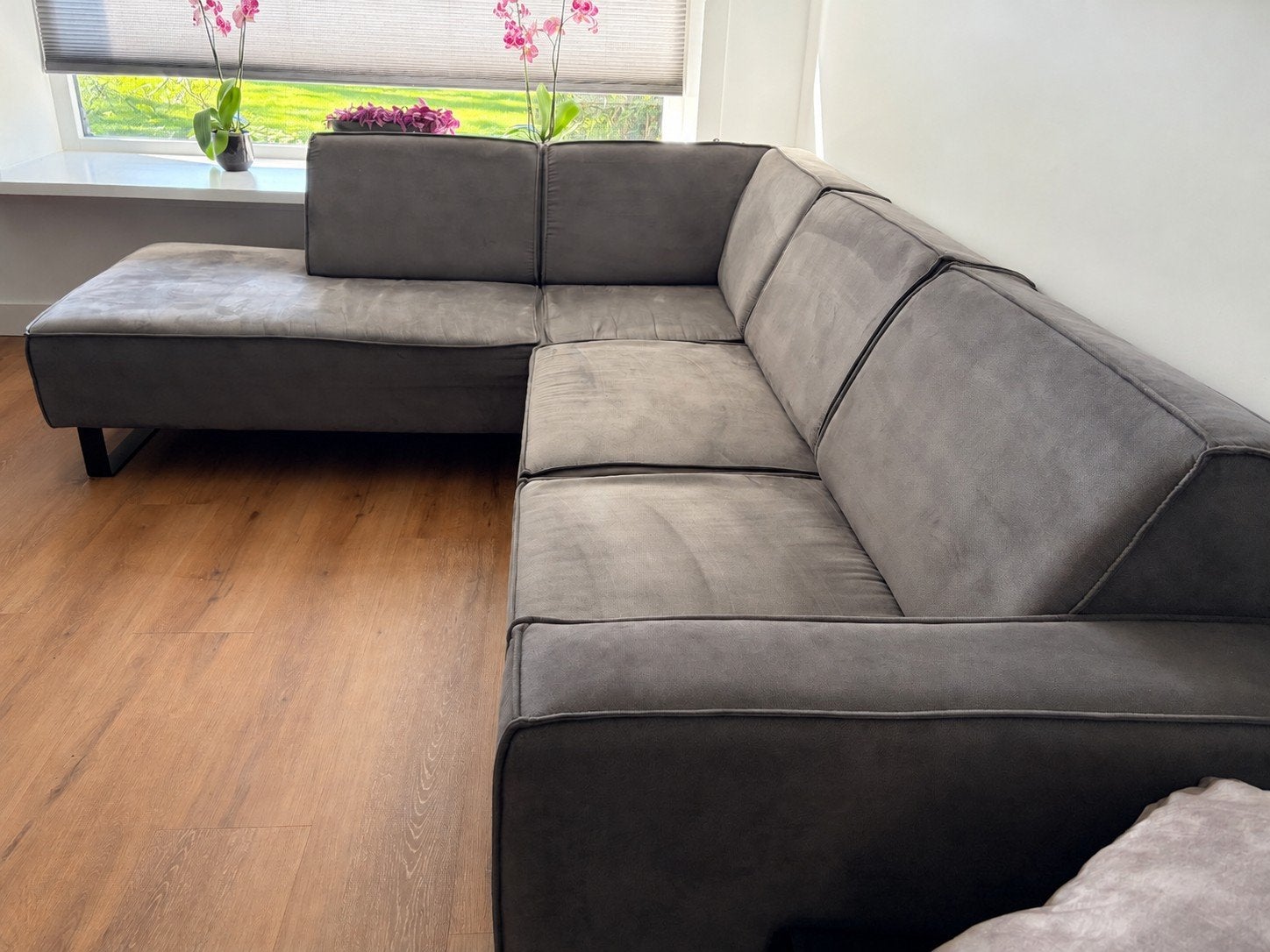 Zitbank met loungehoek - Antraciet, Ophalen, Gebruikt, Stof, Zitbank met loungehoek