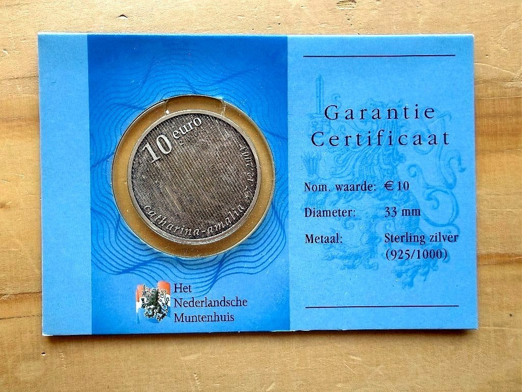 Zilveren 10 euro geboortemunt Amalia — met certificaat, Ophalen of Verzenden, Koningin Beatrix, Euro's, Geboorte of Huwelijk