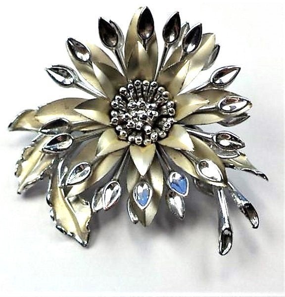 Mega feestelijke broche zilver en lichte goudkleur (5376), Ophalen, Zo goed als nieuw, Zilver, Overige materialen