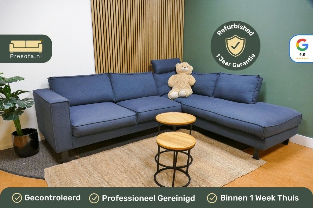 Hoekbank Donkerblauw [Refurbished], -, -, Hoekbank, Ophalen of Verzenden