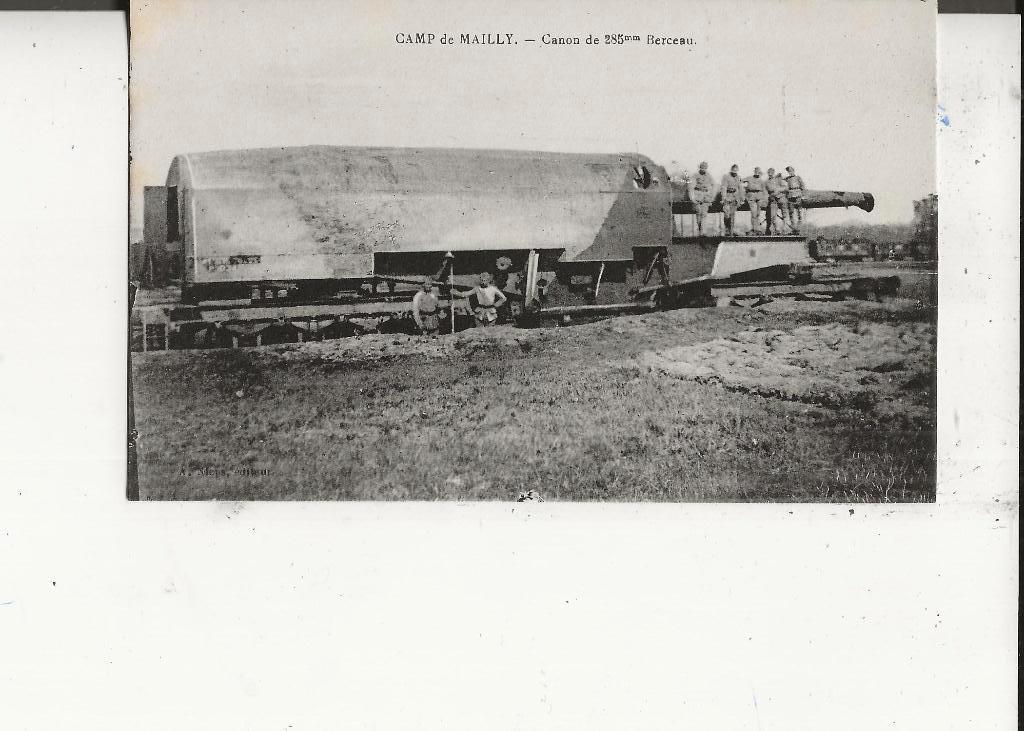 1e WO Camp de Mailly Canon 285 mm Berceau, Ophalen of Verzenden, Voor 1920, Ongelopen, Overige thema's