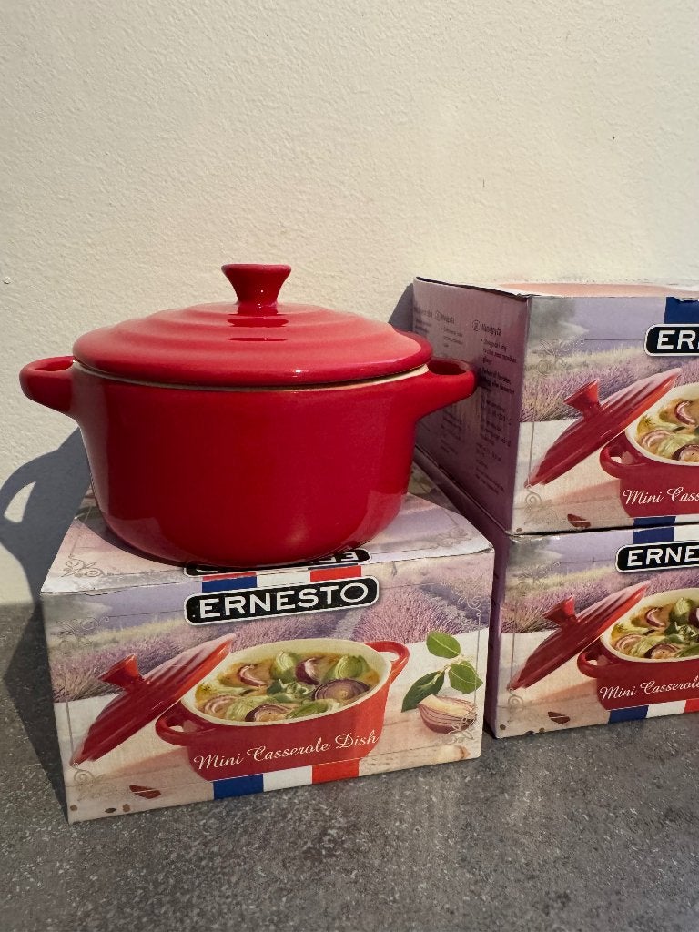 Mini pannetje Ernesto rood 3 stuks, Overige typen, Ophalen of Verzenden, Zo goed als nieuw, Steen/keramiek