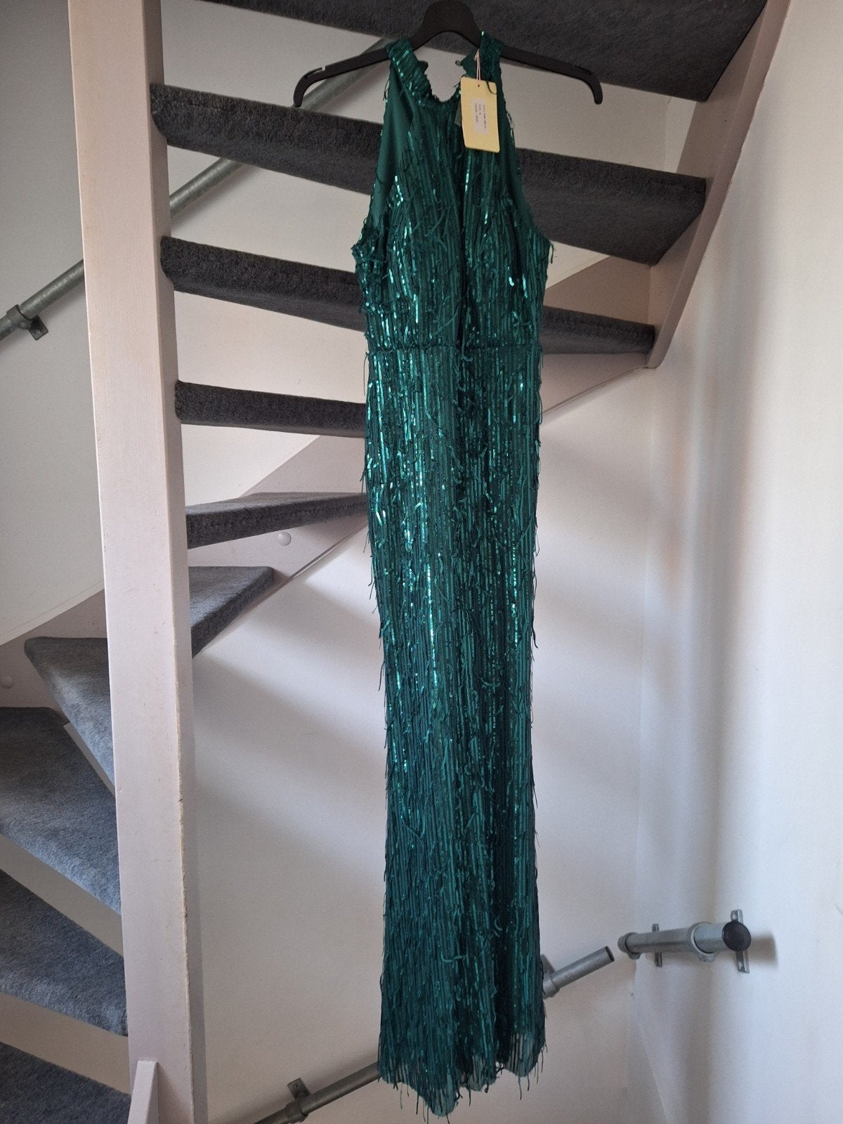 Prachtige Groene Galajurk met Pailletten - Maat M, Maat 38/40 (M), Nieuw, Ophalen of Verzenden, Onder de knie