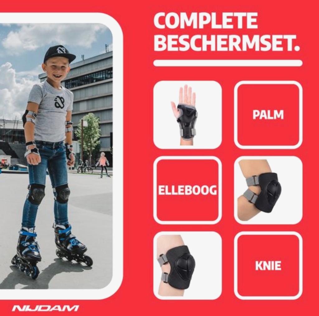 Nijdam beschermers maat M (25 tot 50 kg) NIEUW!, Sport en Fitness, Skeelers, Ophalen of Verzenden, Nieuw