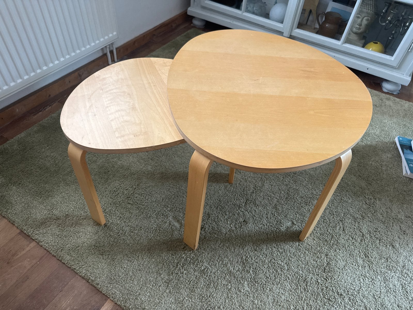Set van 2 IKEA salontafels - Hout, Ophalen, Gebruikt, Rond, 50 tot 100 cm