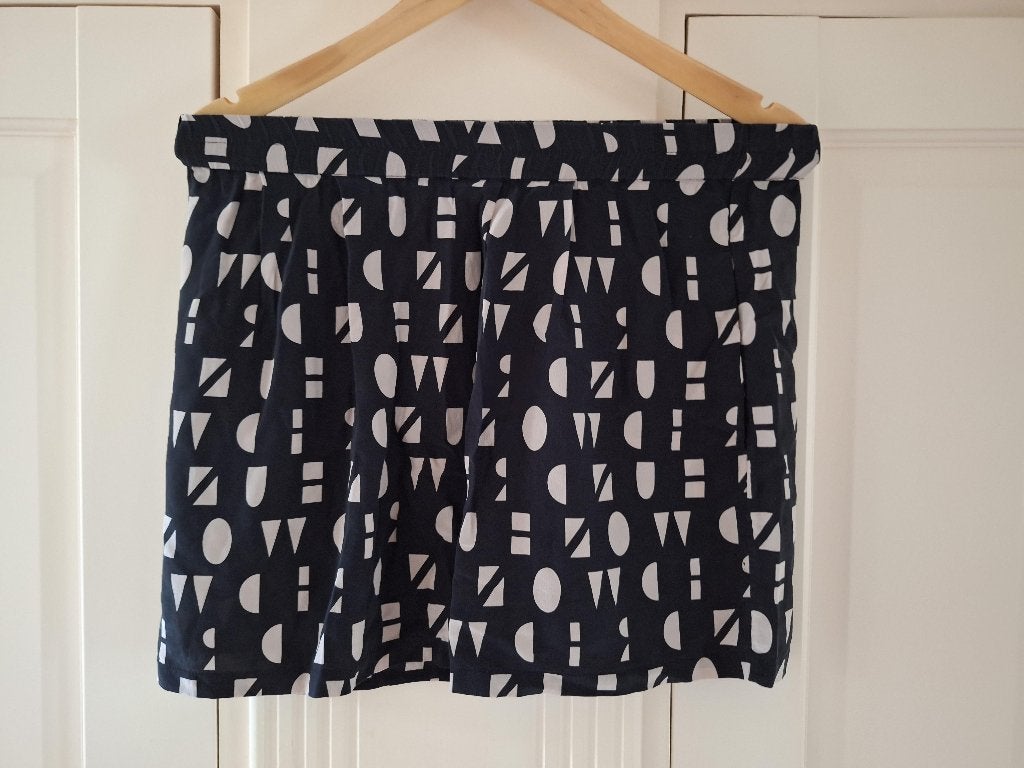 Zijde Won Hundred zwart beige rok rokje mini 36 S, Verzenden, Zo goed als nieuw, Maat 36 (S), Boven de knie
