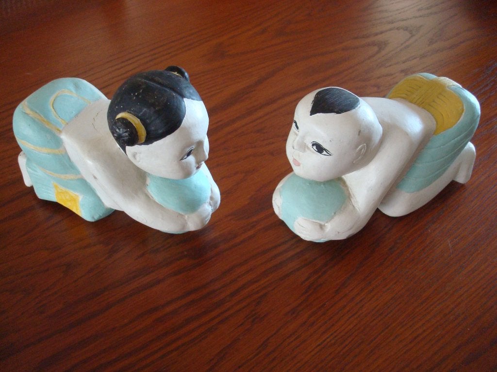 2 Beeldjes, hout, Japans, kunst, Ophalen of Verzenden, Hout, Overige typen, Overige onderwerpen
