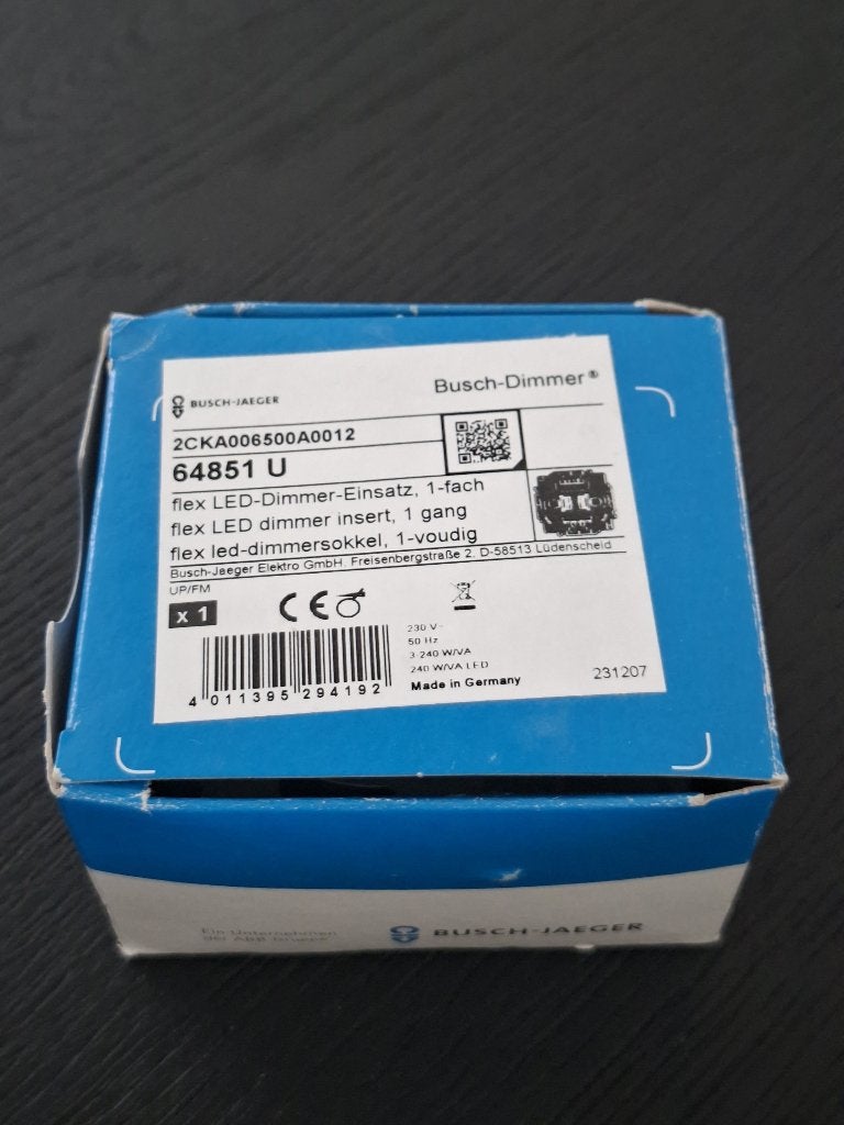 Busch-Jaeger 64851 U Drukknop dimmer LED Flex Inbouw 3-240W, Ophalen of Verzenden, Nieuw, Busch-Jaeger, Dimmer