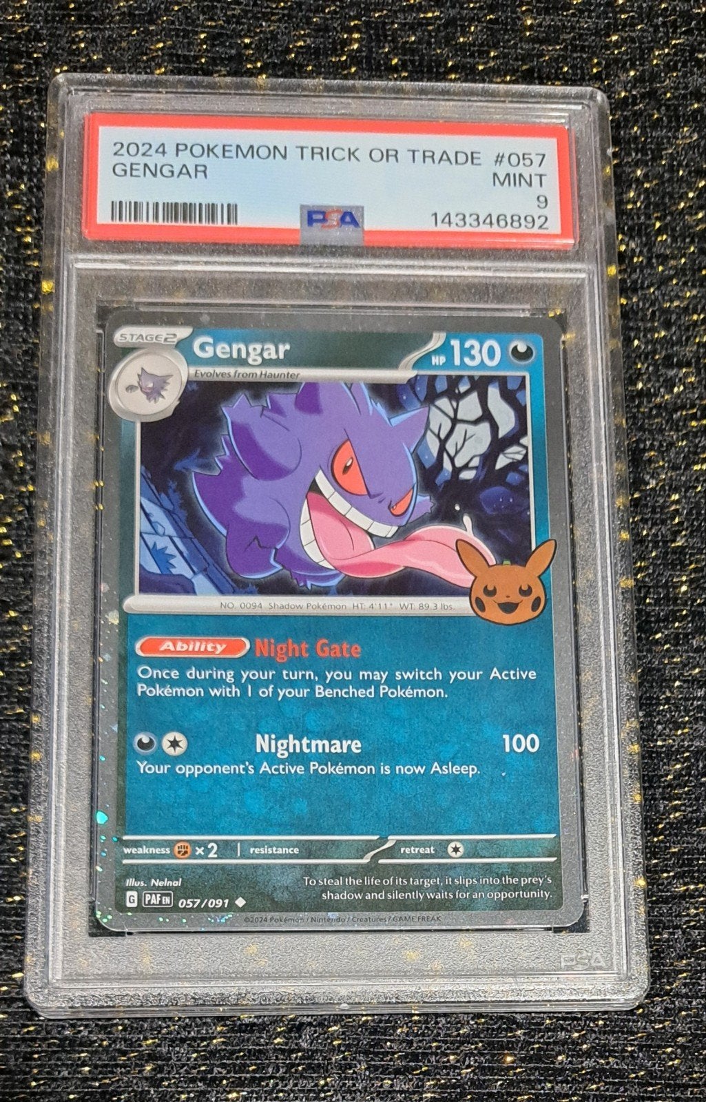Gengar Trick or Trade #057 PSA 9, Ophalen, Zo goed als nieuw, Losse kaart