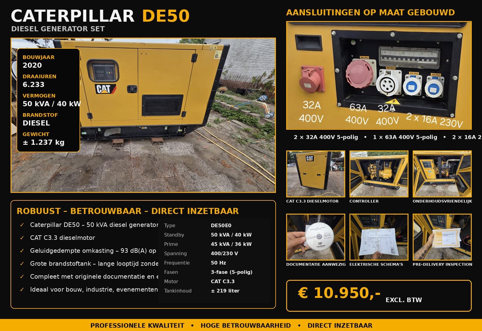 Caterpillar DE50E0 generator 2020, Ophalen