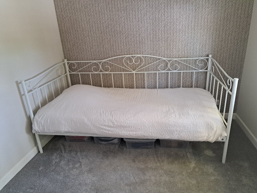 Bed ledikant wit metaal, Ophalen, Gebruikt, 90 cm, Eenpersoons