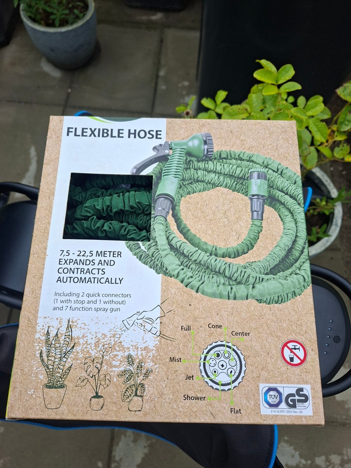 Flexibele Tuinslang 7,5-22,5M met Sproeikop, Ophalen, Nieuw, Tuinslang