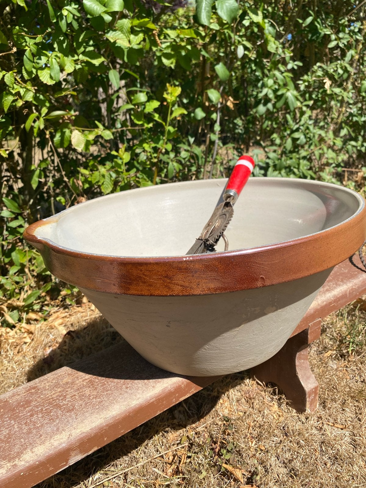 Grote Oude Franse Beslagkom - Brocante Keuken Blikvanger, Ophalen of Verzenden