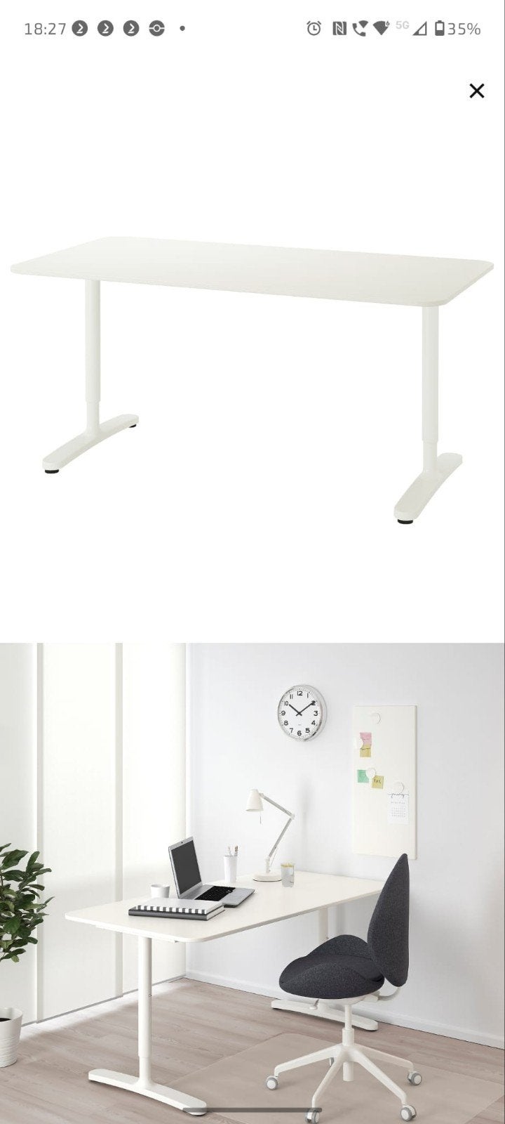 IKEA Bekant Bureau Wit - 160 x 80, Ophalen, Gebruikt