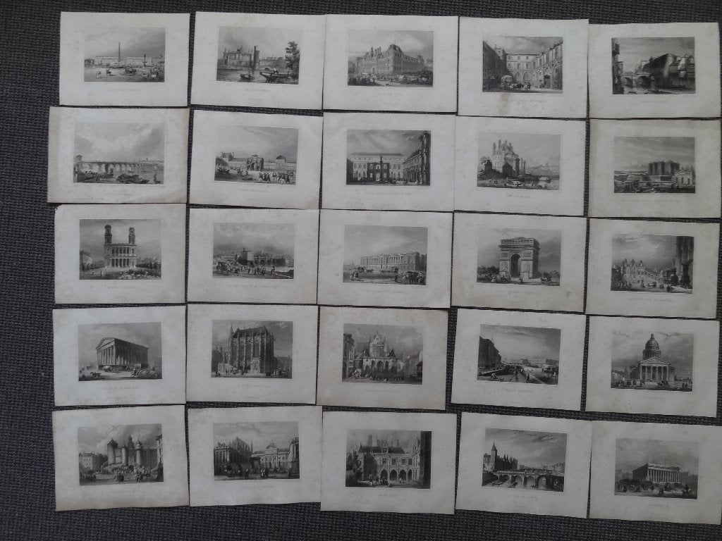 25 staalgravures , Vues de Paris, ca 1840,, Origineel, 1800 - 1899, Verzenden, Stadsgezicht