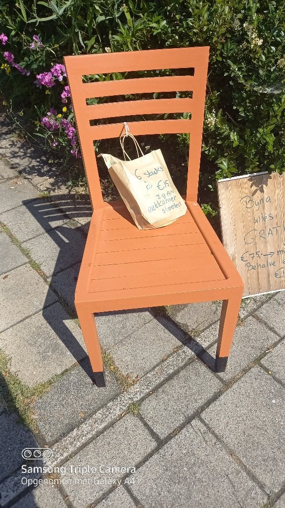 6x houten eetkamerstoelen, Ophalen, Overige kleuren, Zo goed als nieuw, Vijf, Zes of meer stoelen