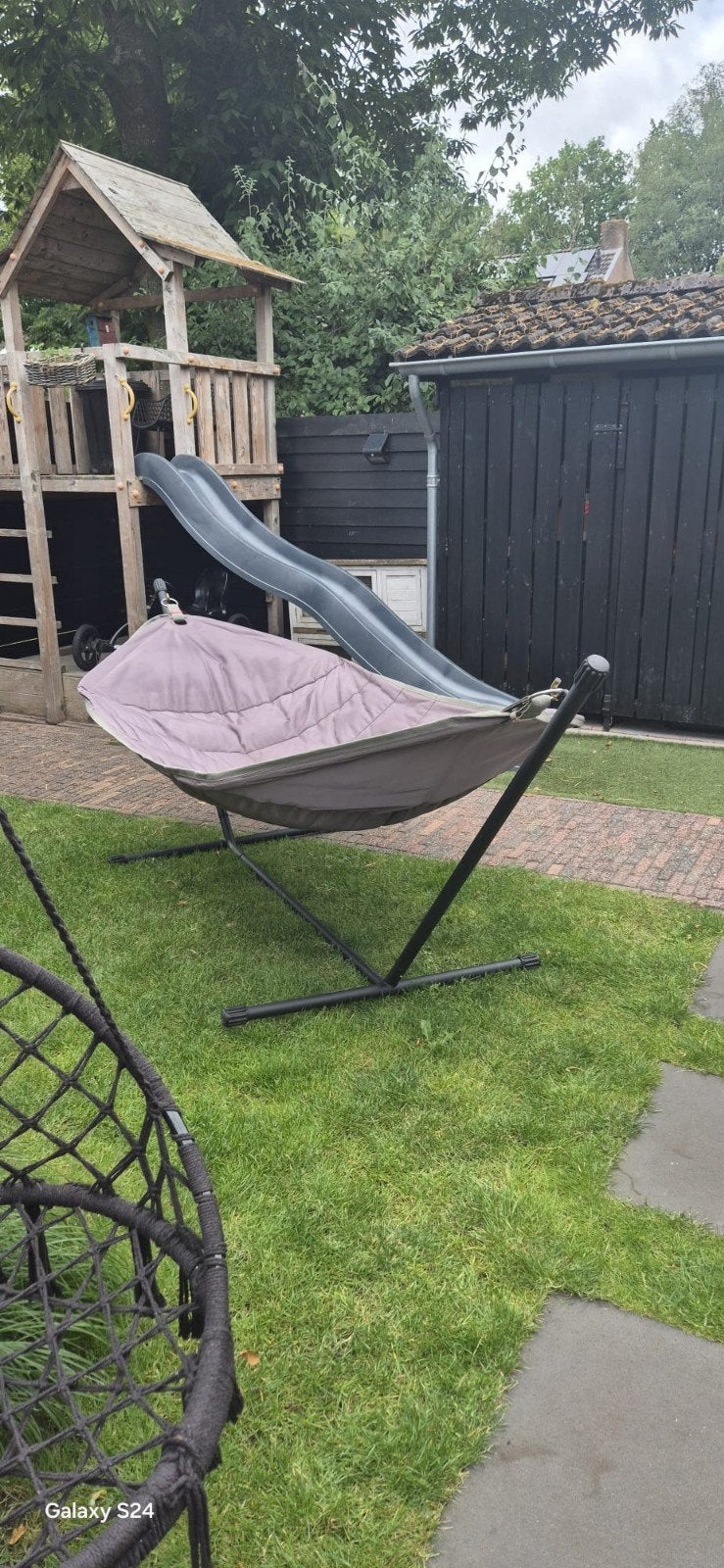 Fatboy hangmat hangmat met standaard grijs, Gebruikt, Ophalen of Verzenden, Met standaard, Eenpersoons