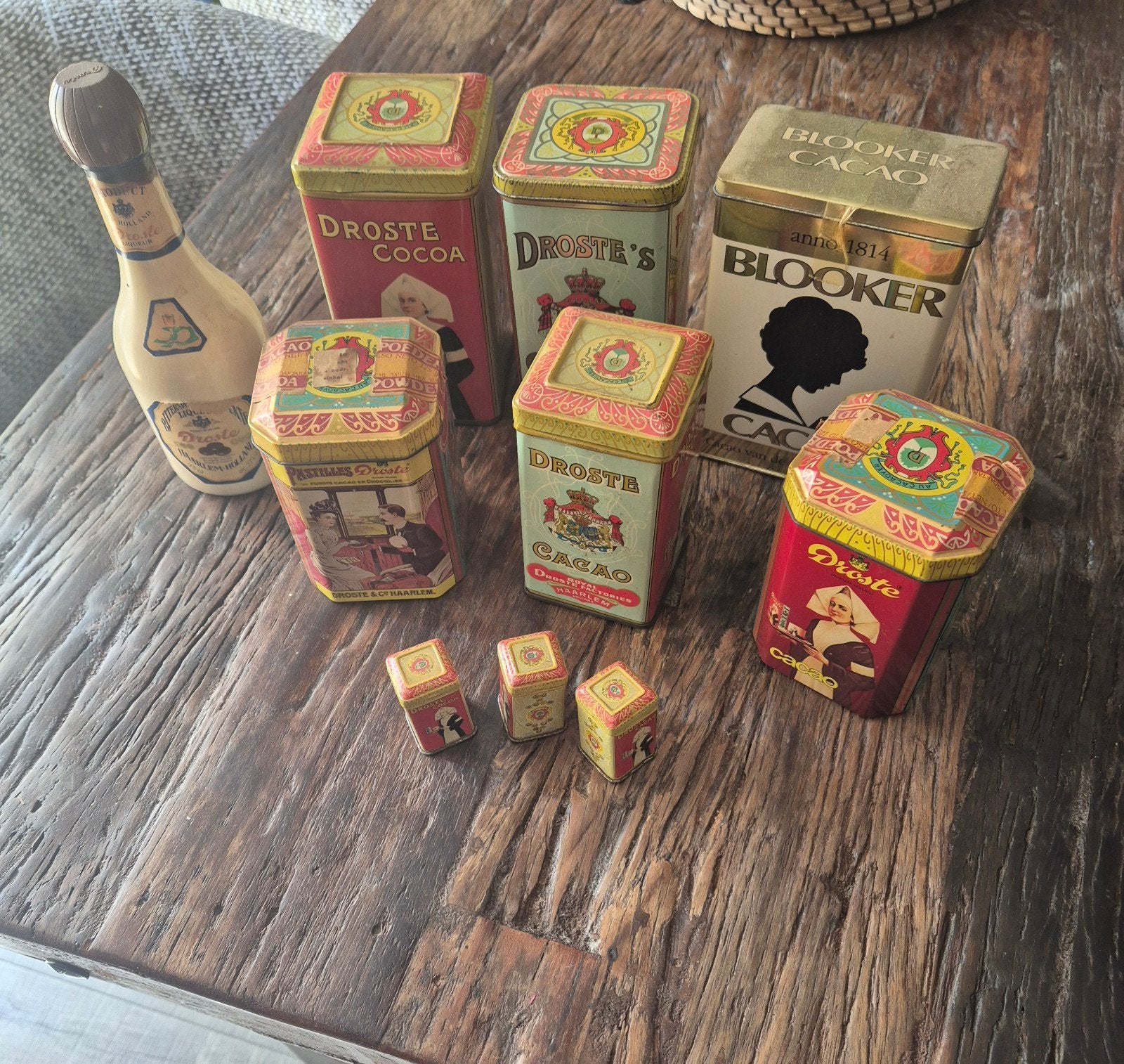 Vintage Droste en Blooker Cacao Blikken Collectie, Verzamelen, Blikken, Ophalen