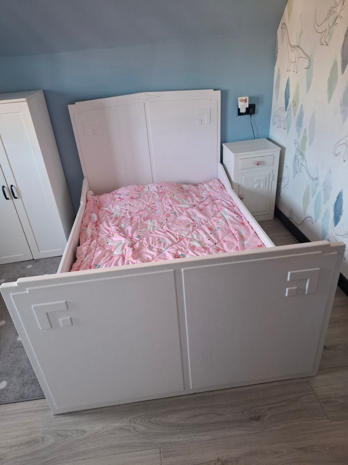 Prinsessenkamer bed / nachtkastje /kast, Ophalen, 180 cm of meer, 85 tot 100 cm, Matras