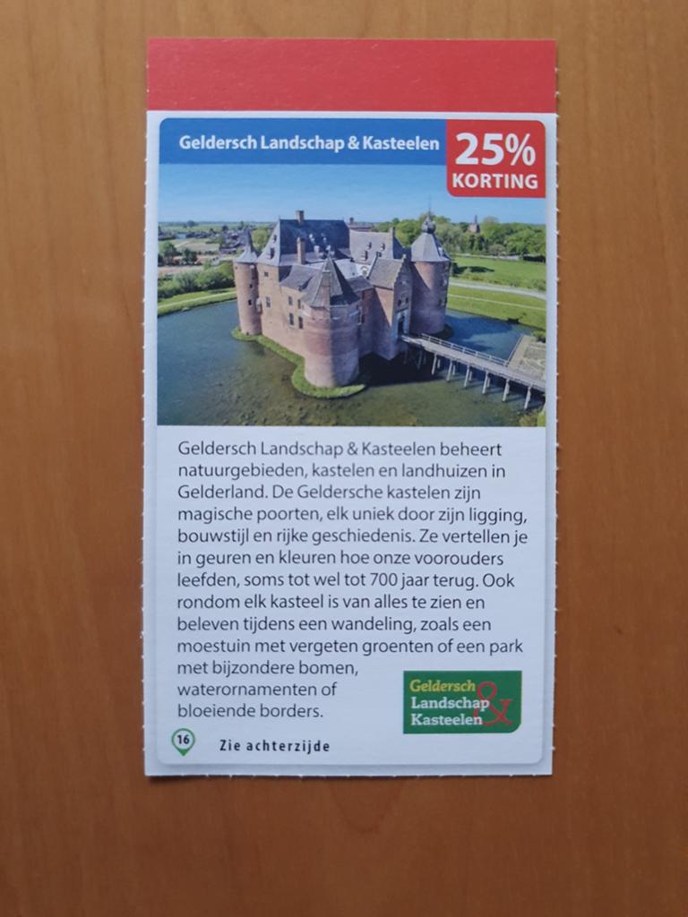 Geldersch Landschap & Kastelen 25% korting, Tickets en Kaartjes, Drie personen of meer, Kortingsbon