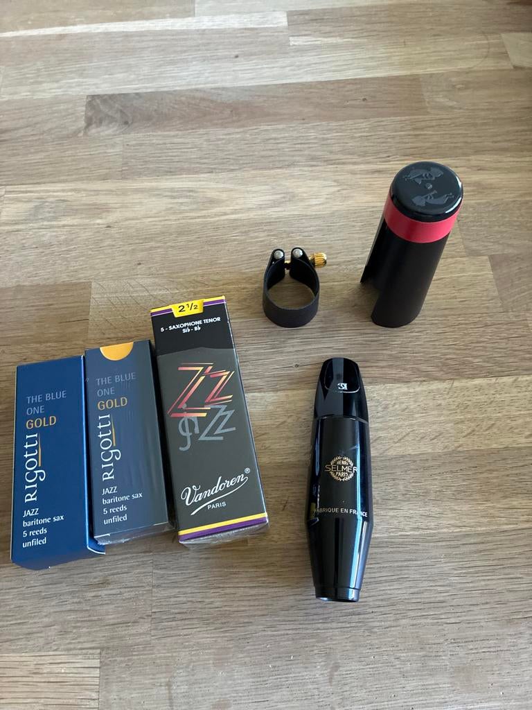 Bariton sax mondstuk Selmer S90 met Rovner Ligature en riete, Ophalen of Verzenden, Gebruikt, Houtblazer