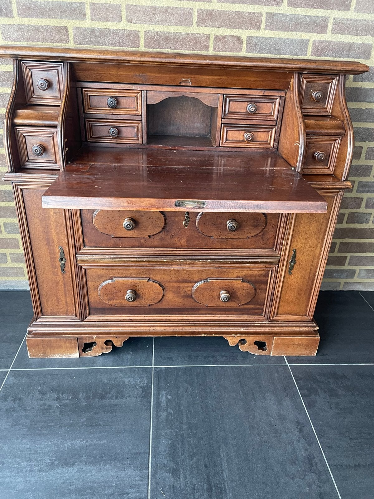 Klassieke houten secretaire / klepbureau - Hollandse stijl, Ophalen, Gebruikt
