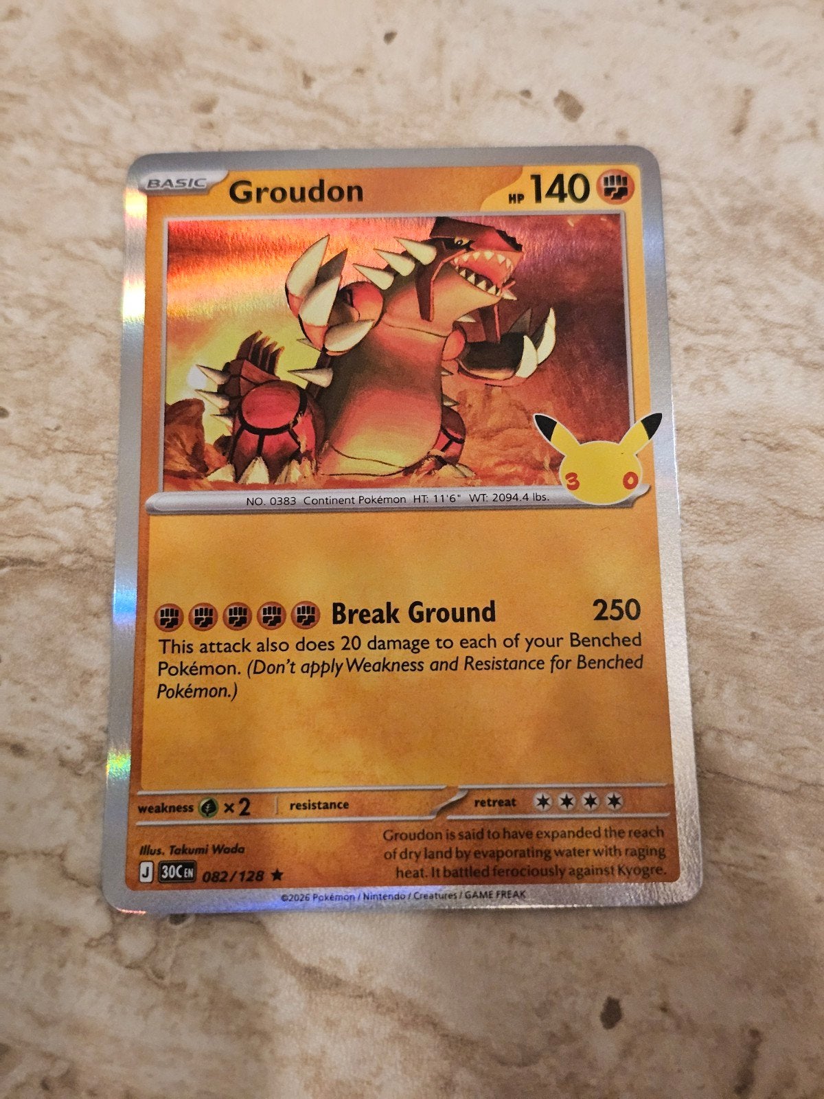 Groudon 082/128 Holo - Pokémon 30th Celebration, Ophalen of Verzenden, Nieuw, Losse kaart, Foil