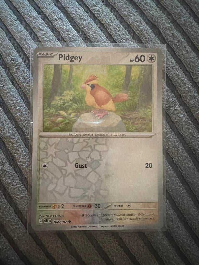 Pidgey Pokémon Kaart - Basic, HP 60, Gust 20 (162/197), Ophalen of Verzenden, Zo goed als nieuw, Losse kaart