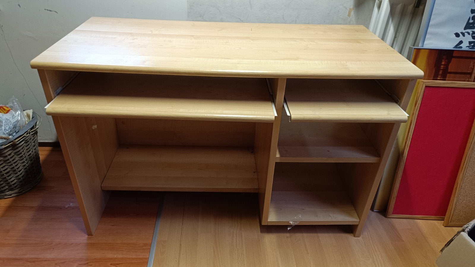 Houten Computerbureau met Opbergruimte en Uitschuifplank, Ophalen, 108 cm, Gebruikt, 50 cm