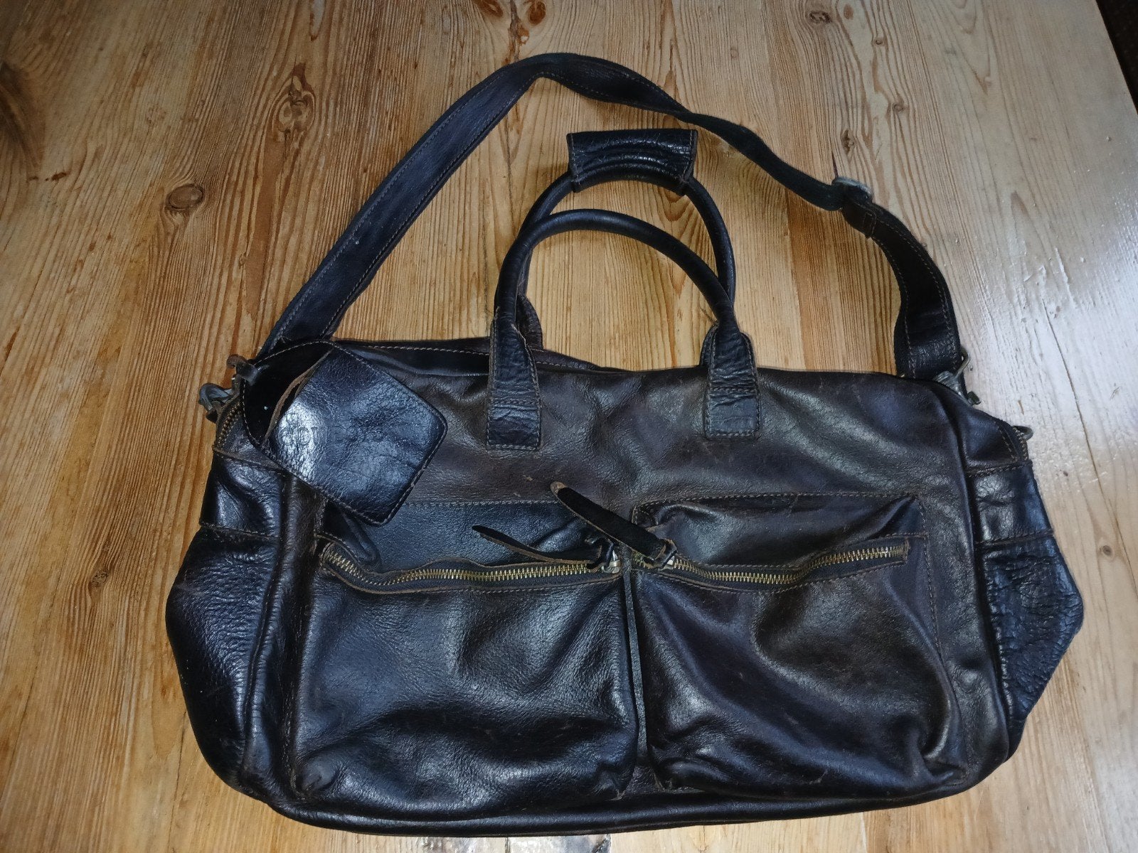 Een unieke Cowboysbag Leren Reistas/Weekendtas donker bruin, 40 tot 60 cm, 30 cm of meer, Gebruikt, Zwart