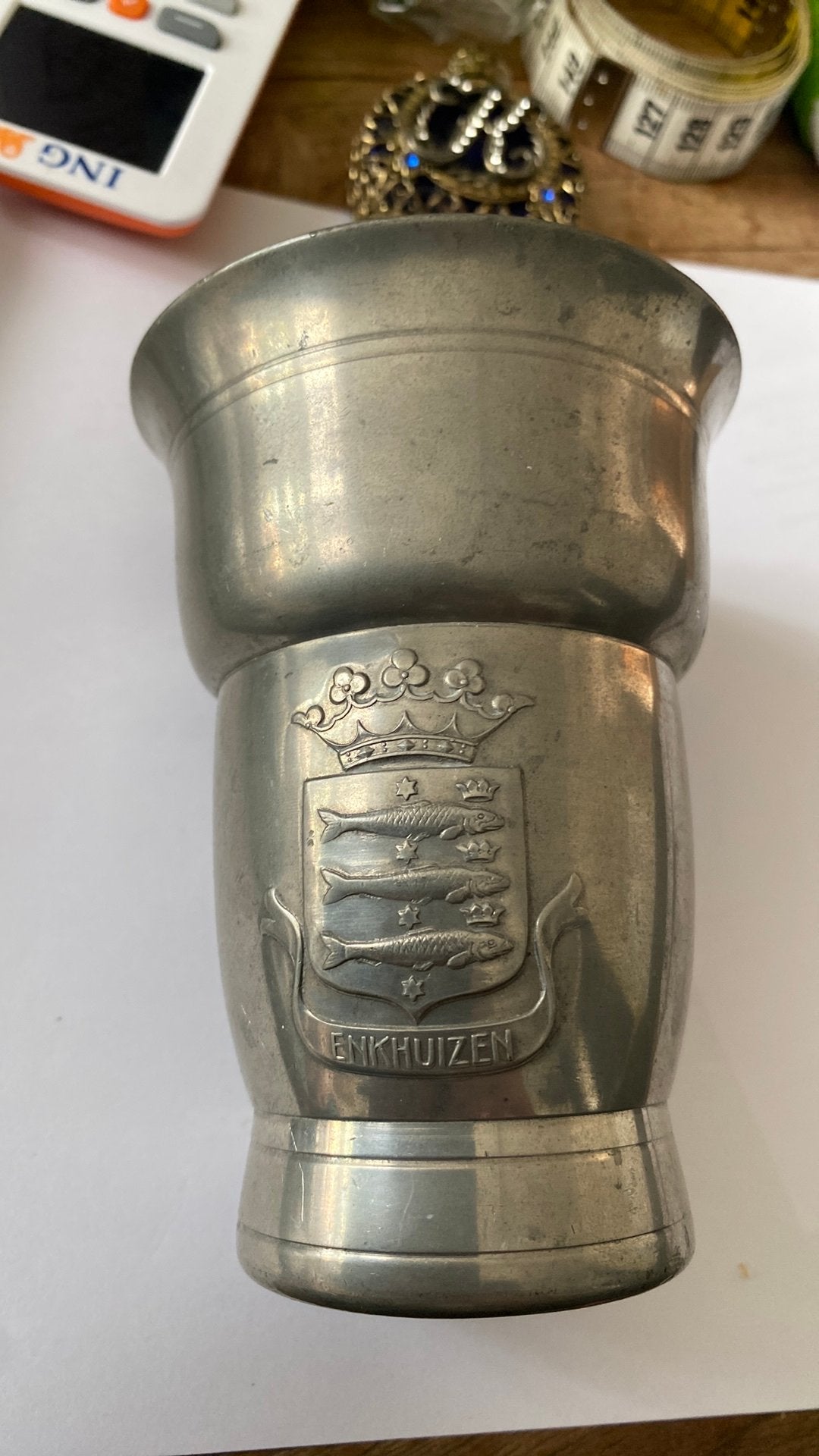 Verziverde beker Enkhuizen CJ van der Hoef, Ophalen of Verzenden