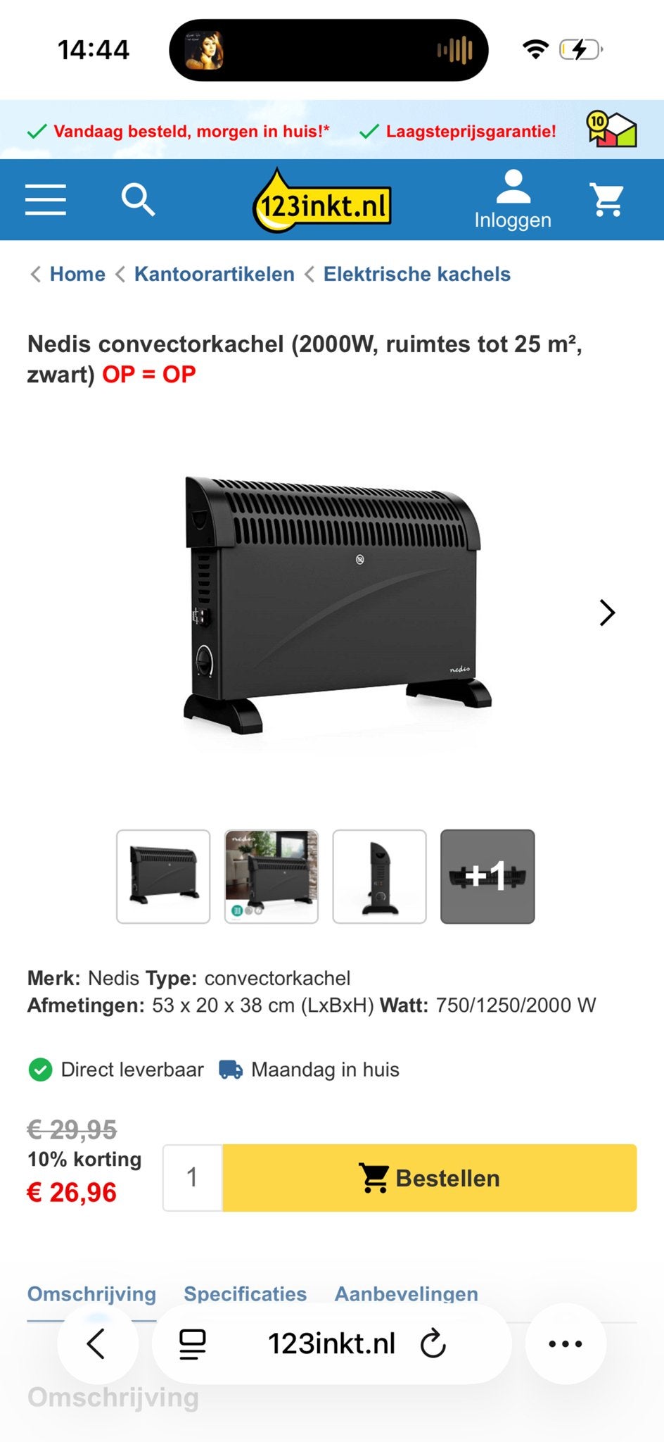 Convector heater, brand new!! Pick up asap!, Ophalen, Overige soorten, Elektrisch, Nieuw