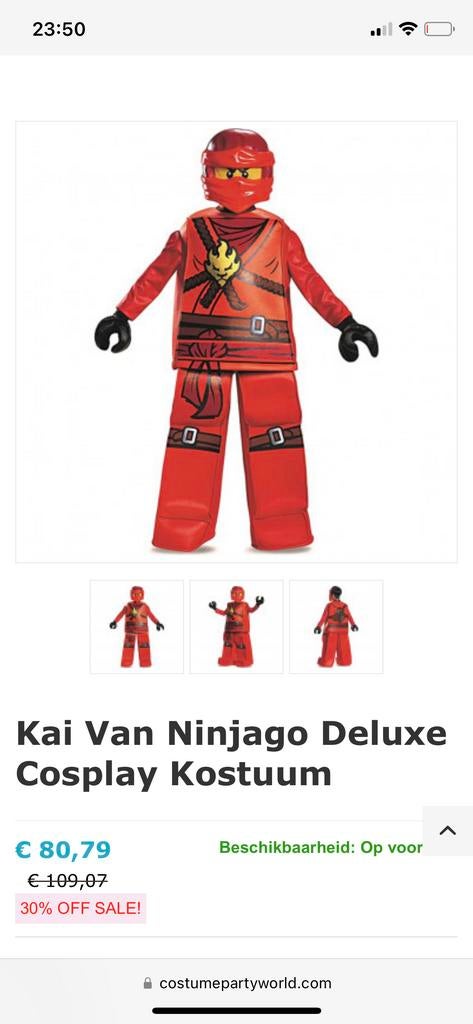 Lego Ninjago Kai Deluxe Cosplay Kostuum maat 4-6.Nieuwstaat, Ophalen of Verzenden, Nieuw, Jongen