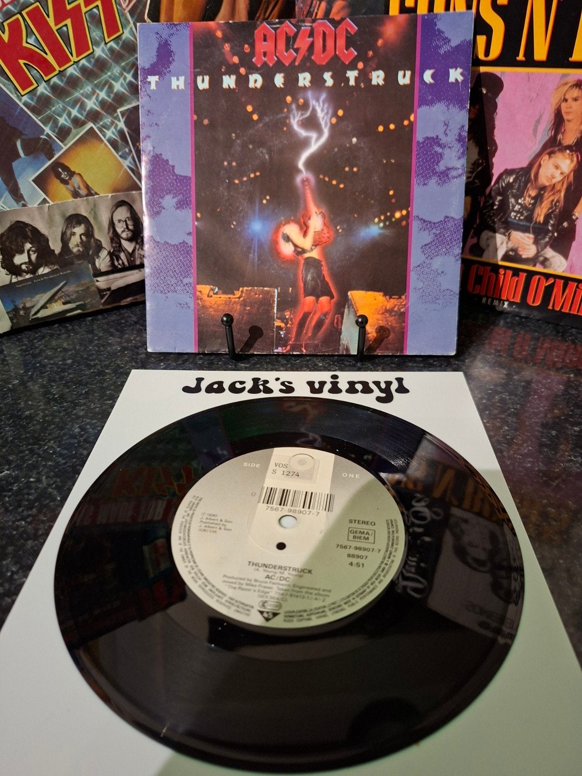 AC/DC - Thunderstruck 7 inch vinyl single  1990, Hard Rock, 7 inch, Ophalen of Verzenden, Overige typen