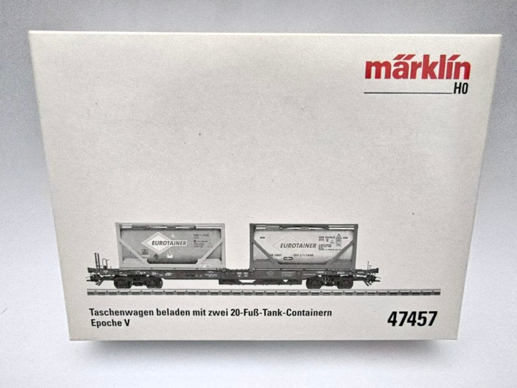 Märklin 47457 H0 Känguruwagen SBB/Ermewa met Eurotainer, Hobby en Vrije tijd, Wisselstroom, Gebruikt, Wagon, Ophalen of Verzenden