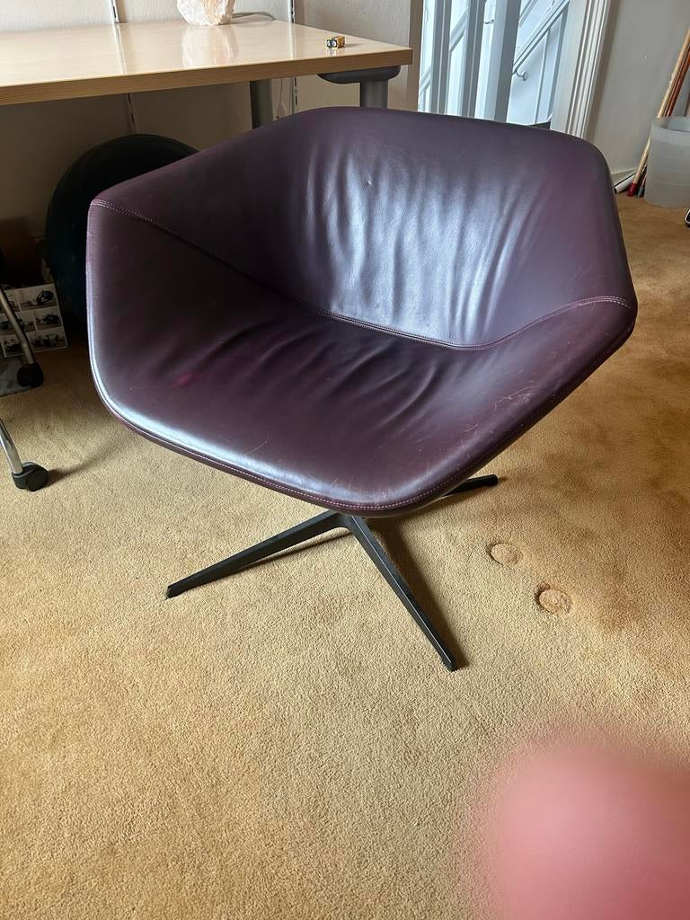 Montis Ella draaifauteuil - Leren bekleding, Huis en Inrichting, Fauteuils, Ophalen, Gebruikt, Leer, 75 tot 100 cm